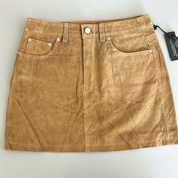NWT Blank NYC Genuine Leather Real Suede Mini Skirt Size 27 - Picture 3 of 11